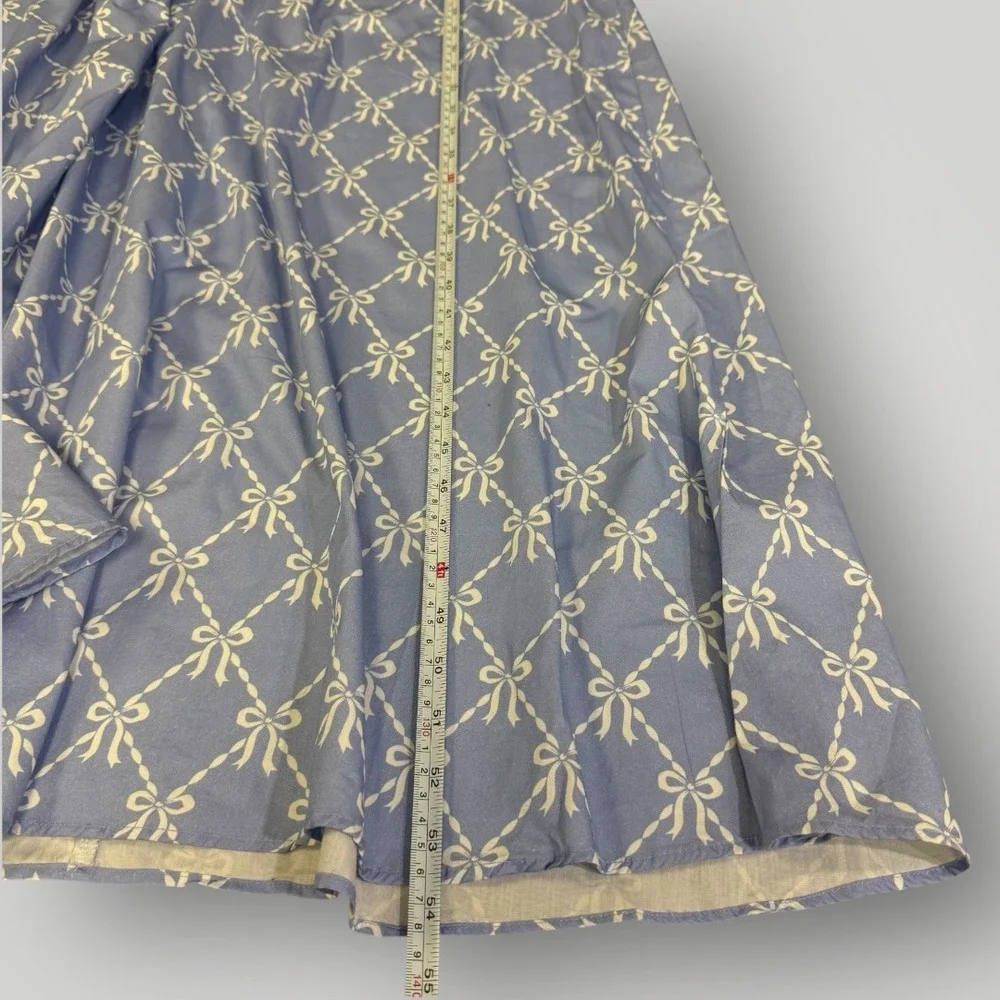 Sail to Sable Hydrangea Bow Print Flutter Sleeve V Neck Maxi Dress Blue SP25T5 S - Picture 9 of 9